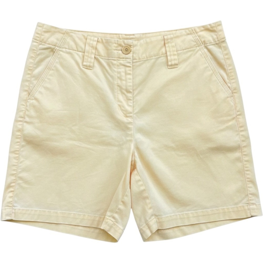 Talbots Women Yellow Stretch Chino Shorts Size 8 Cotton Blend Casual Preppy